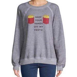WILDFOX "Friets" Pullover GRAY Sweatshirt  LARGE French fries 🍟